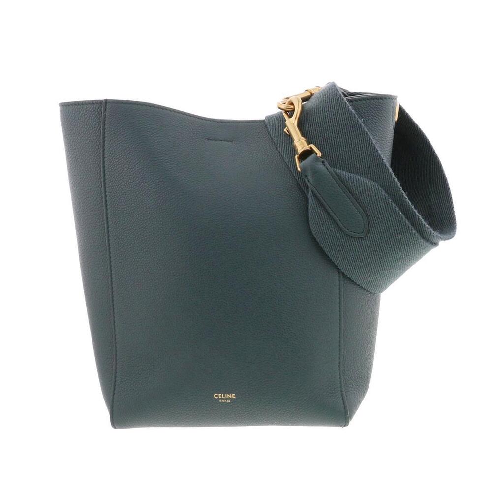 CELINE SANGLE Basket Bag Shoulder Messenger Green